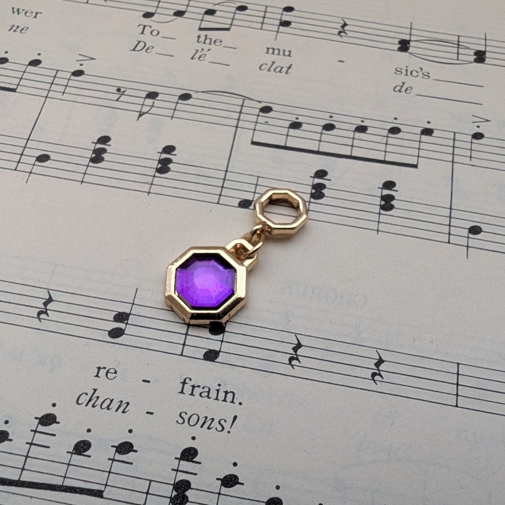 Gold and Purple Octagon Charm